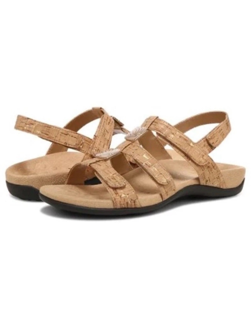 Vionic Amber Sandal Gold Cork Adjustable Straps Size 8 Excellent Condition